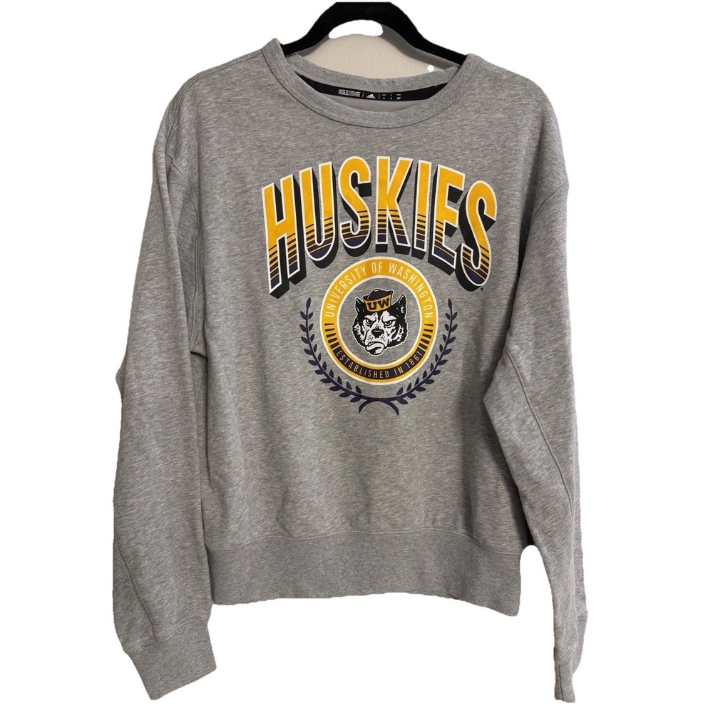 Retro Adidas Washington UW Huskies Dawg Sweatshirt Size Small Gray NWT $70
